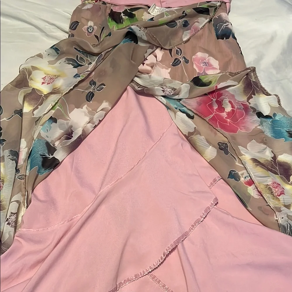 Badgley Mischka NEW Reversible Floral/Pink Asymmetrical Wrap Skirt RARE … - Picture 6 of 16